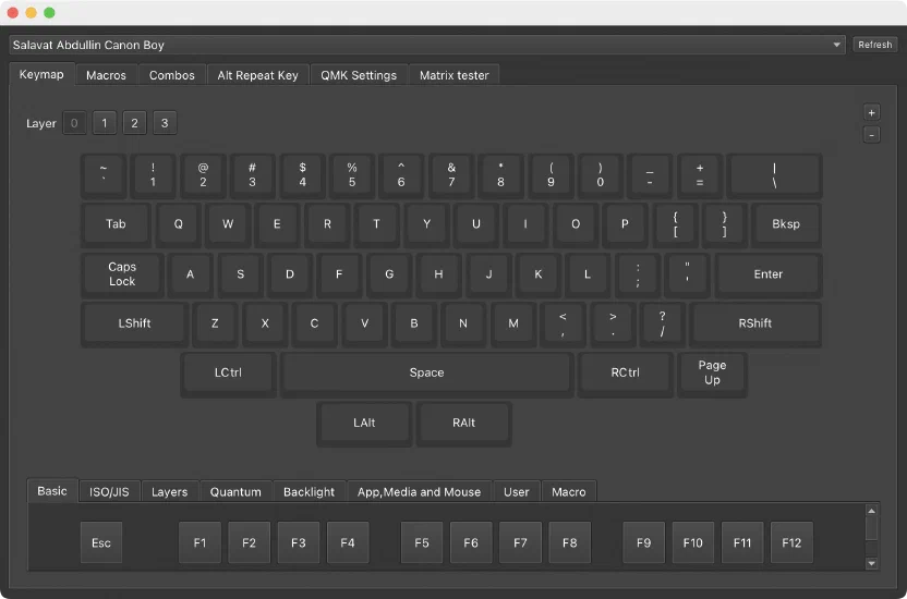 Vial keymap for the Canon Cat keyboard